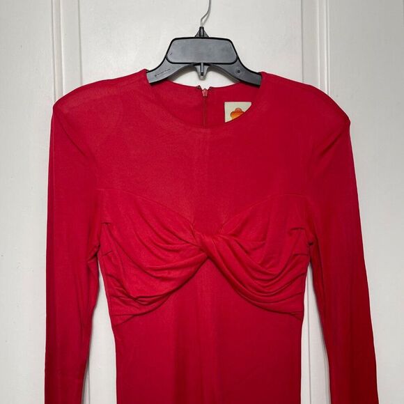 FARM RIO Red Twisted jersey midi dress Size M - Picture 7 of 14